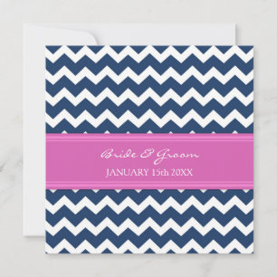Invitations de mariage Chevron noir rose chaud