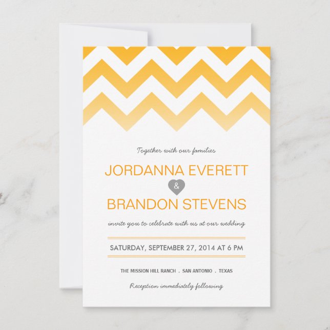 Invitations de mariage Chevron Ombre jaune (Devant)