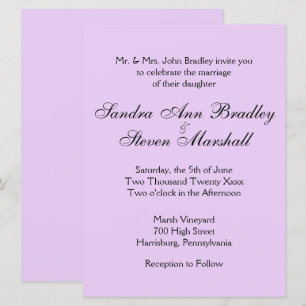 Invitations de mariage classique de lavande