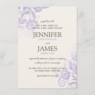 Invitations De Mariage Classique Ombre Lilac