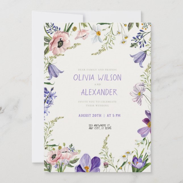 Invitations de mariage classiques avec une touche  (Devant)