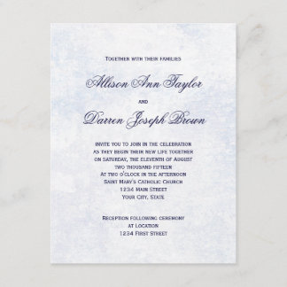 Invitations de mariage classiques en bleu