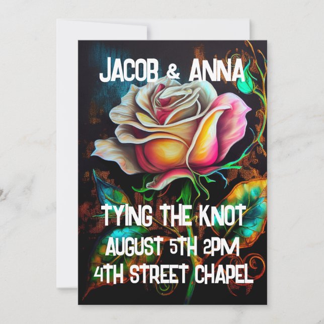 INVITATIONS DE MARIAGE COLORÉES DES ROSES GOTHIQUE (Devant)