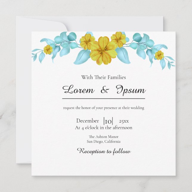 Invitations de mariage Conception des fleurs de co (Devant)