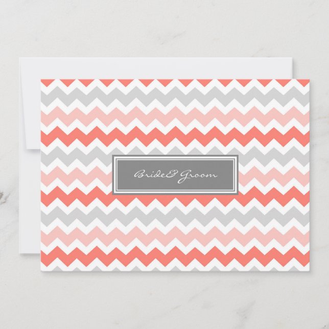 Invitations de mariage Coral gris Chevron (Devant)