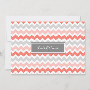 Invitations de mariage Coral gris Chevron