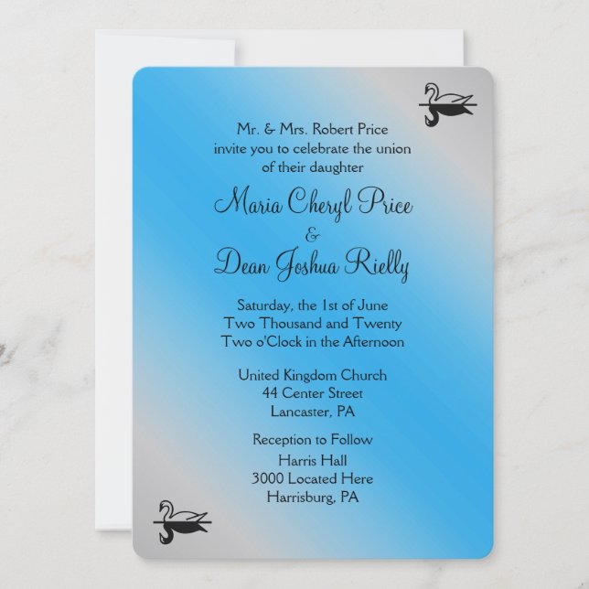 Invitations de mariage cygne (Devant)