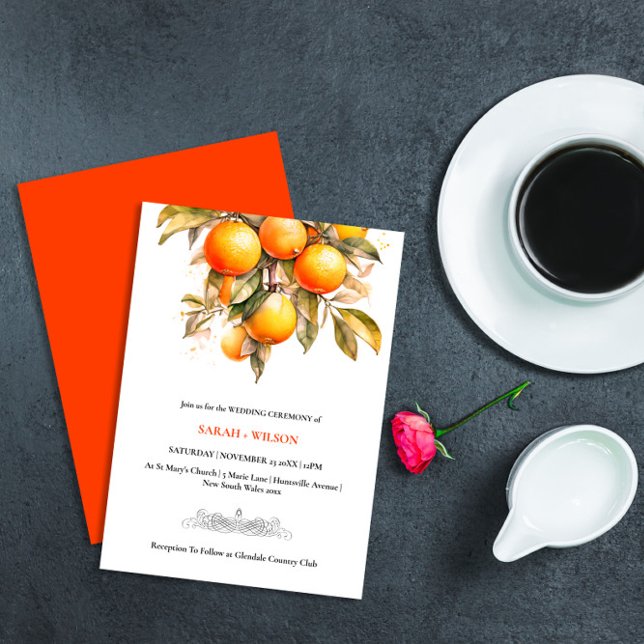 Invitations de mariage d'agrumes orange (Créateur téléchargé)