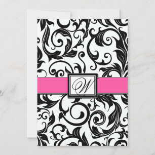 Invitations de Mariage damassé Black and Hot Pink