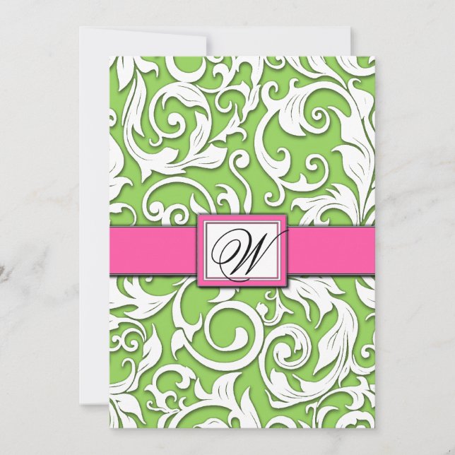 Invitations de mariage damassé de roses indien et (Devant)