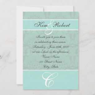 Invitations de mariage damassé de vert de mousse