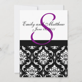 Invitations de Mariage damassé - Ébauche violette