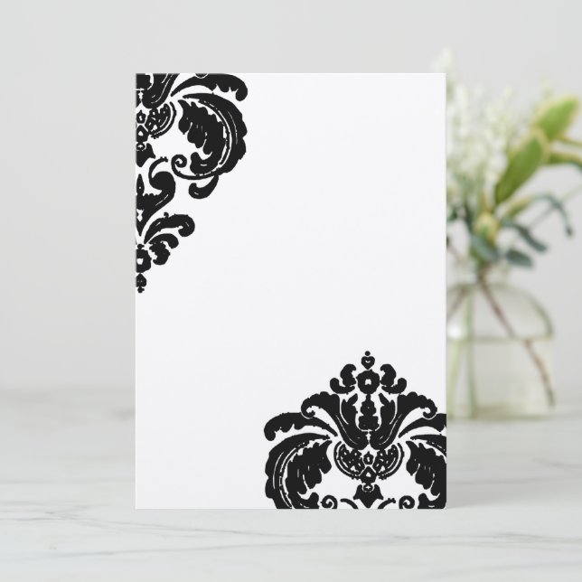 Invitations de Mariage damassé noir (Debout devant)