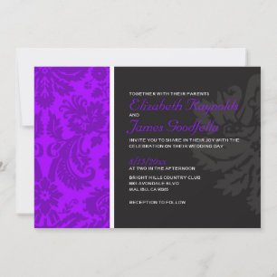 Invitations de Mariage damassé violettes