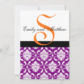 Invitations de Mariage damassé violettes Orange Mo