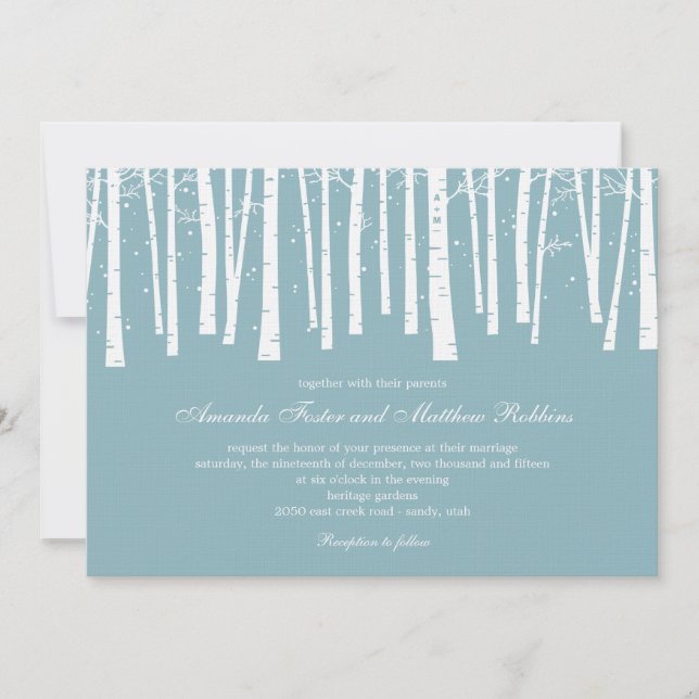 Invitations de mariage dans la forêt d'hiver (Devant)