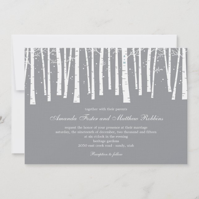 Invitations de mariage dans la forêt d'hiver (Devant)