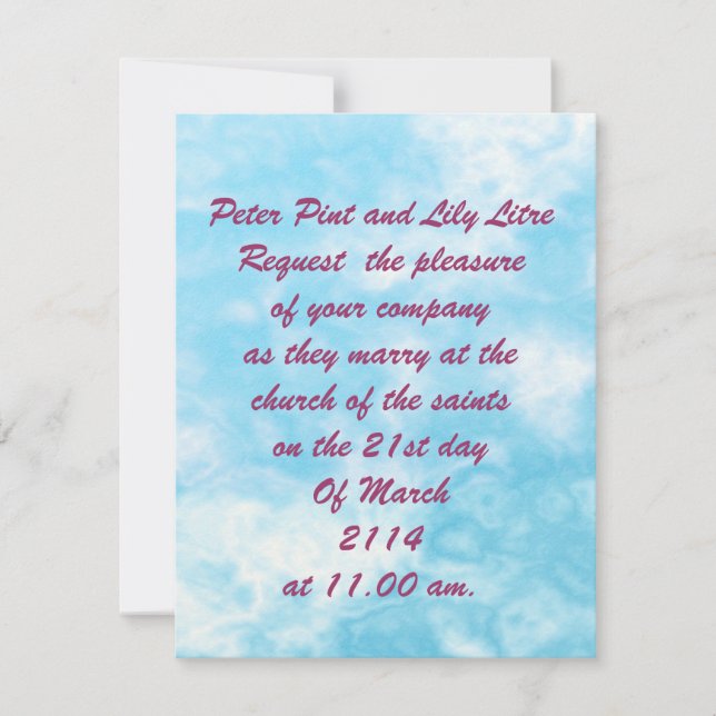 Invitations de mariage dans le nuage du ciel. (Devant)