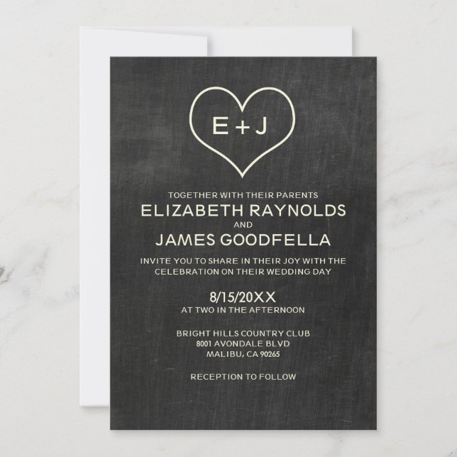 Invitations de mariage d'ardoise (Devant)