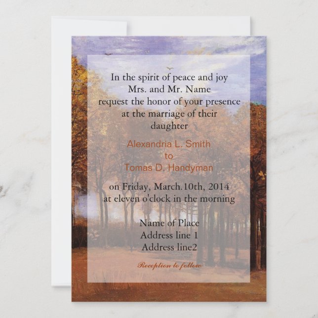 Invitations de mariage d'art, Paysage d'automne (Devant)