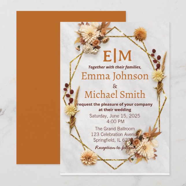 Invitations de mariage d'automne (Devant / Derrière)