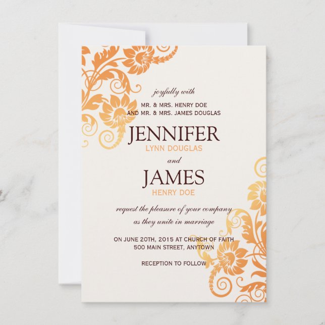 Invitations de Mariage de automne Ombre personnali (Devant)