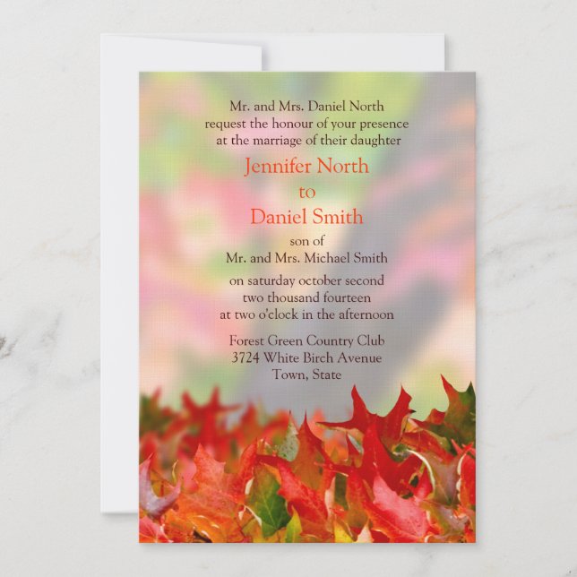 Invitations de Mariage de automne personnalisées r (Devant)
