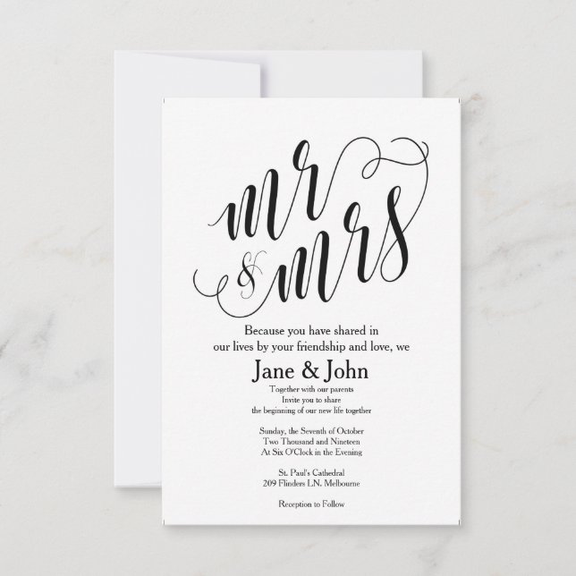 Invitations de mariage de base M. & Mme (Devant)