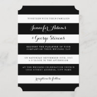 Invitations de mariage de Black and White Stripes