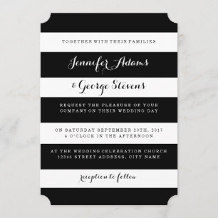 Invitations de mariage de Black and White Stripes