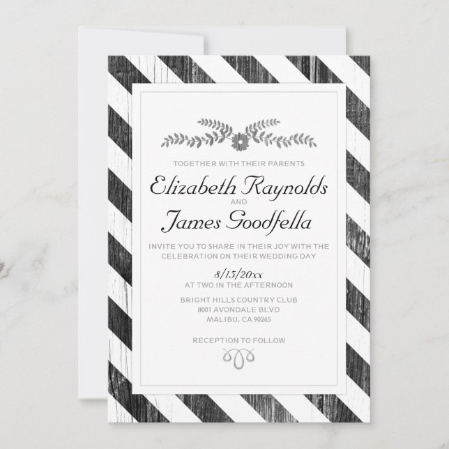 Invitations De Mariage De Black Et White Stripes (Devant)