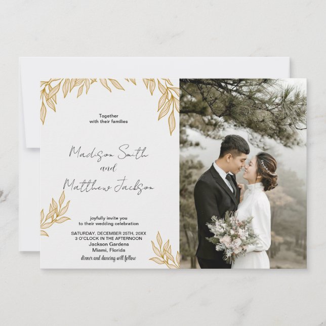 Invitations de mariage de blé avec photo (Devant)