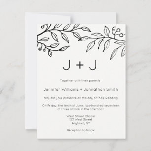 Invitations de mariage de branches modernes