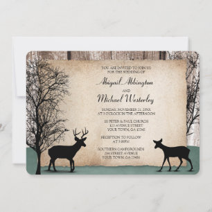 Invitations de mariage de cerfs de Woodsy rustique