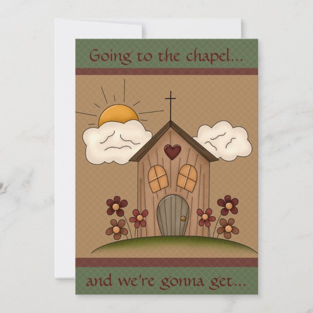 Invitations de mariage de chapelle de pays (Devant)