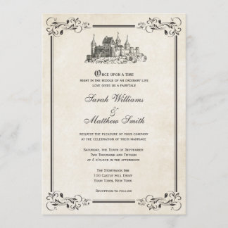 Invitations de mariage de château de conte de fées