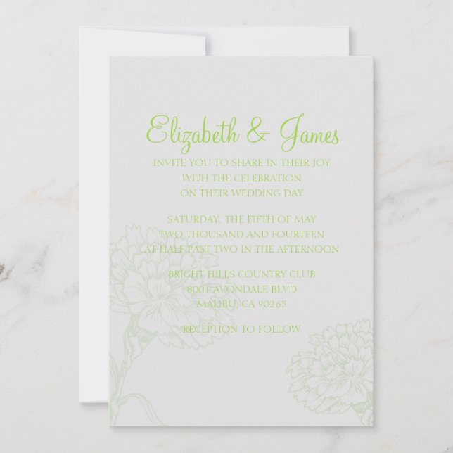 Invitations de mariage de chaux personnalisées (Devant)