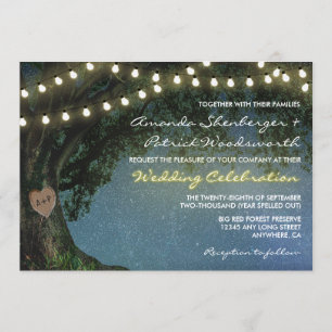 Invitations de mariage de chêne de coeur sculpté r