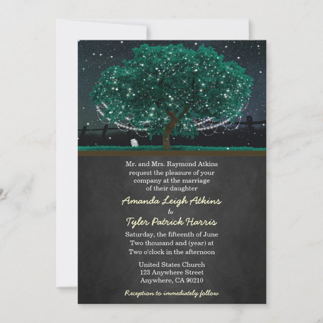 Invitations de mariage de chêne lucifère (Devant)