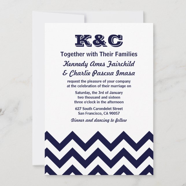 Invitations de mariage de Chevron (Devant)