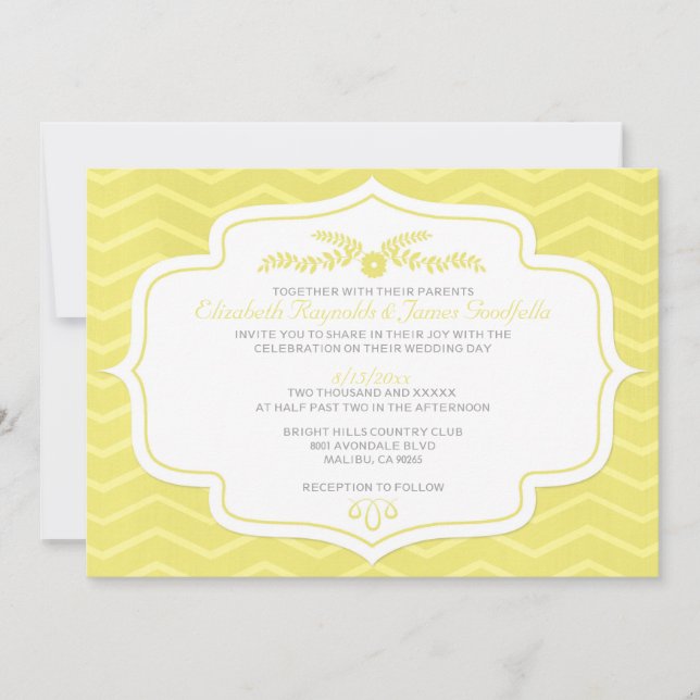 Invitations de mariage de Chevron jaune (Devant)