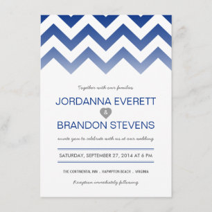 Invitations de mariage de Chevron Ombre de bleu