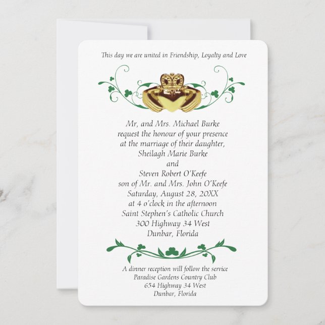 Invitations de mariage de Claddaugh/Claddagh (Devant)