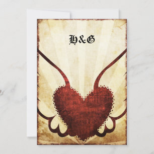Invitations de mariage de coeur à ailes par