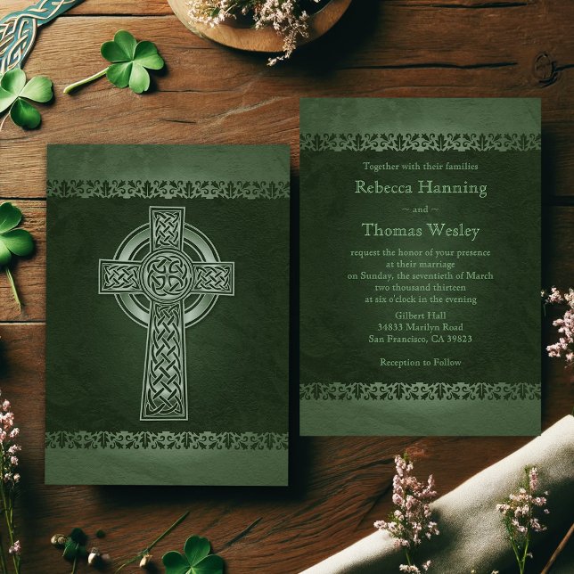 Invitations de mariage de croix celtique irlandais (Créateur téléchargé)