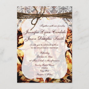 Invitations de mariage de dentelle de Camo Rustiqu