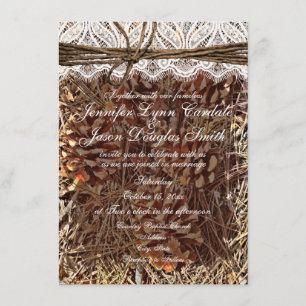 Invitations de mariage de dentelle de Camo Rustiqu