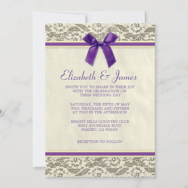 Invitations de mariage de dentelle de pays de (Devant)