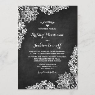 Invitations de mariage de dentelle florale de tabl