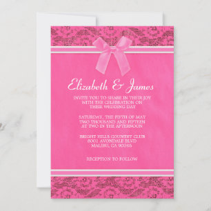 Invitations de mariage de dentelle rose et blanche